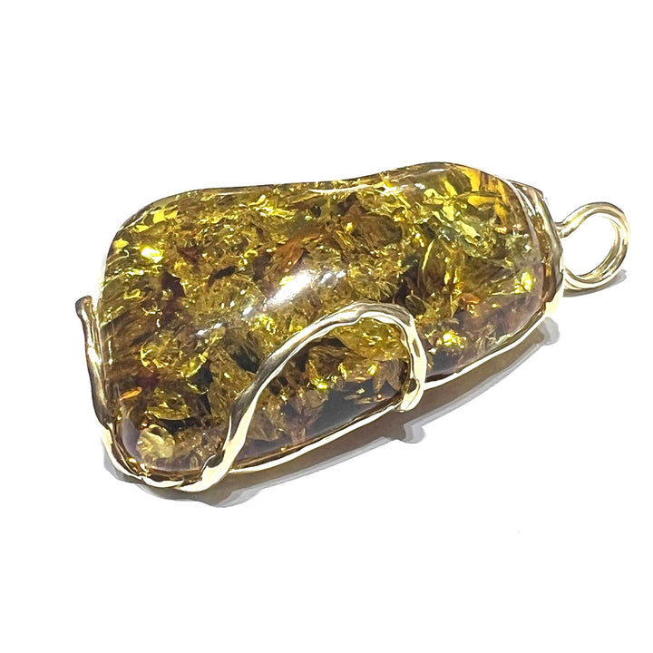 Capodagli ciondolo Ambra montatura in argento 925 finitura PVD oro giallo AC 00271