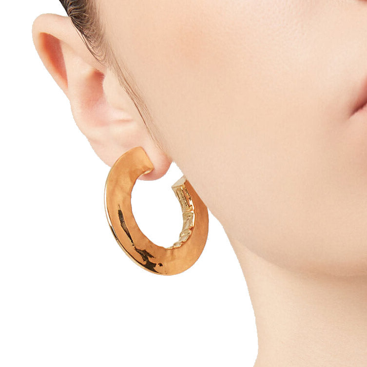 Giovanni Raspini Blade Circle Earrings Small Silver 925 Finish Pvd Gold Yellow 11785