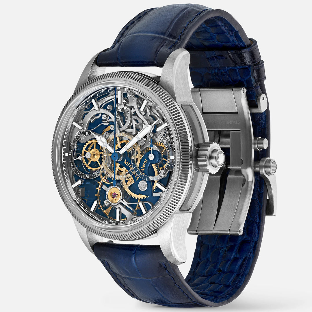 Montblanc Clock 1858 The unveiled minerva chronograph limited edition - 100 specimens 43mm skeletal manual steel 133296