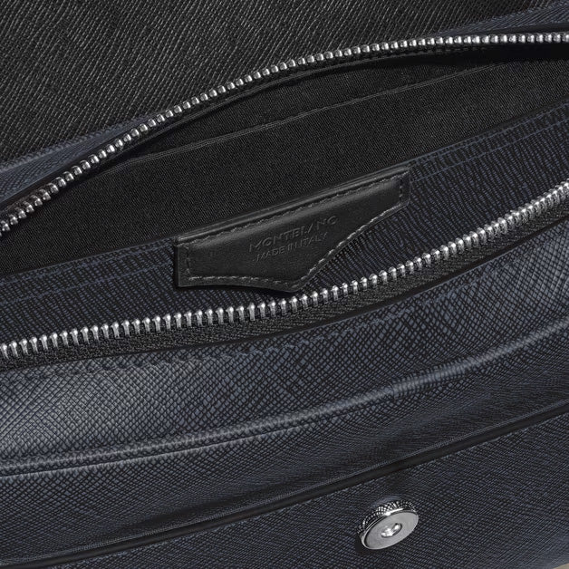 Montblanc blue tweed Sartorial leather shoulder bag 220423