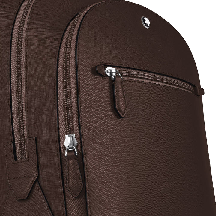 Rucsac mediu Montblanc 3 compartimente Piele sartorială Culoare Ebony 222929