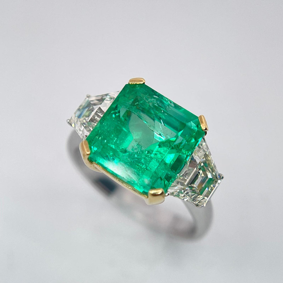 ZYDO Złoty Pierścień White 18KT Emerald Diamond 0002ag