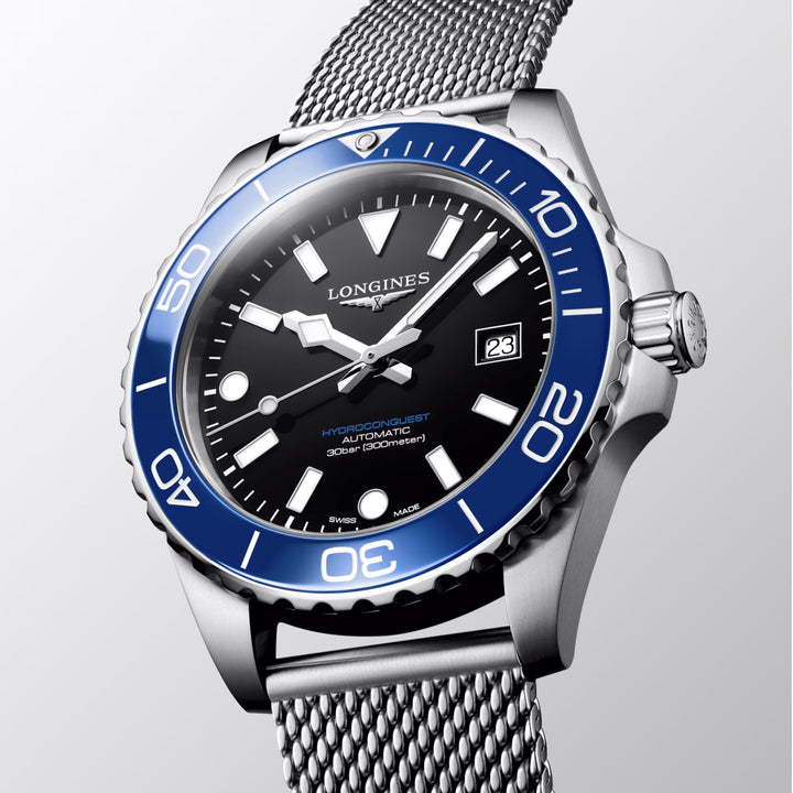浪琴 Hydroconquest 42 毫米黑色自动钢质腕表 L3.788.4.90.6