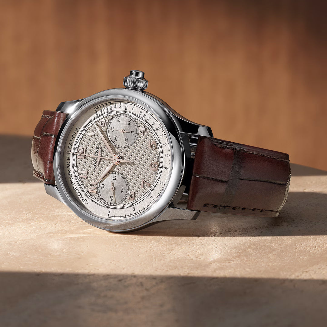 Longines ur Master Collection Chrono Monopusher 41mm elfenben manuelt stål L2.960.4.78.2