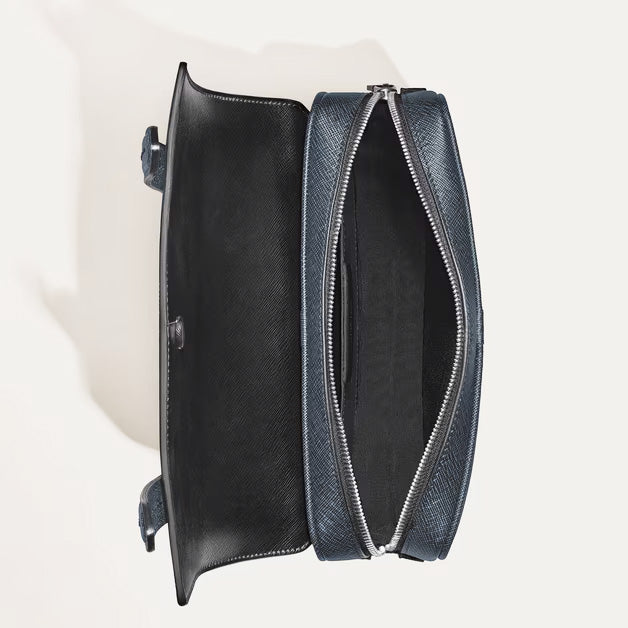 Montblanc blue tweed Sartorial leather shoulder bag 220423