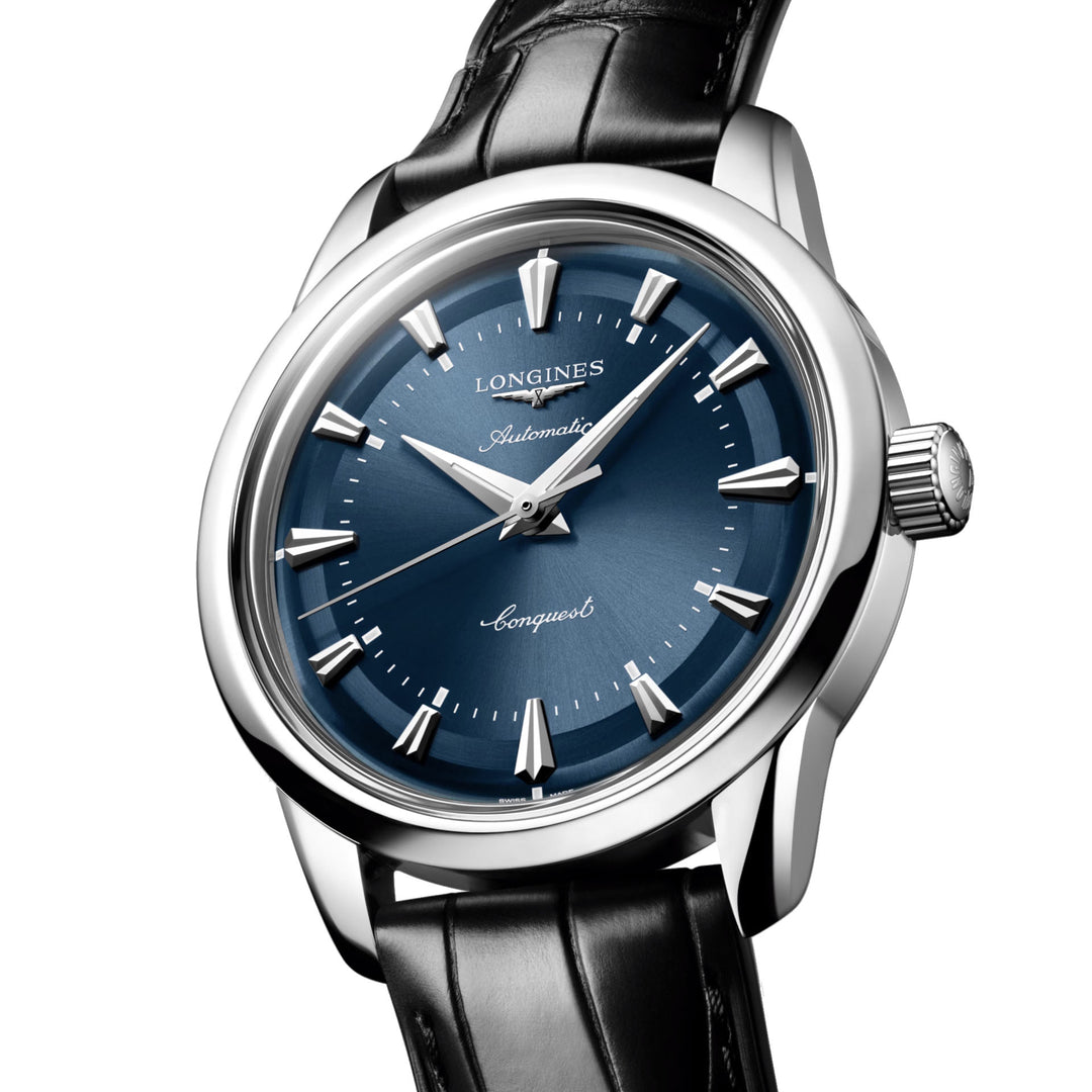 Longines Conquest Heritage Relógio automático azul de 38 mm em aço L1.649.4.92.2,