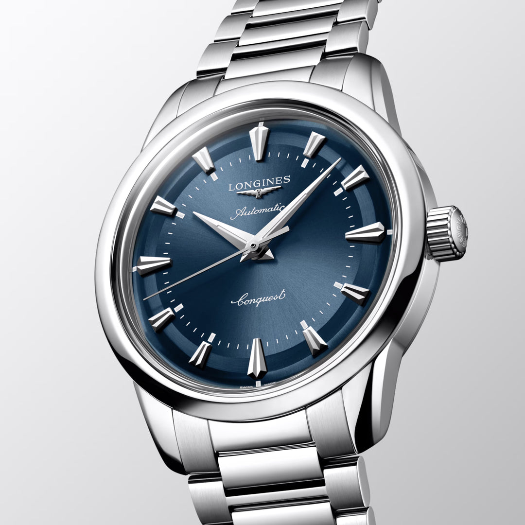 Longines Conquest Heritage Relógio automático azul de 38 mm em aço L1.649.4.92.6