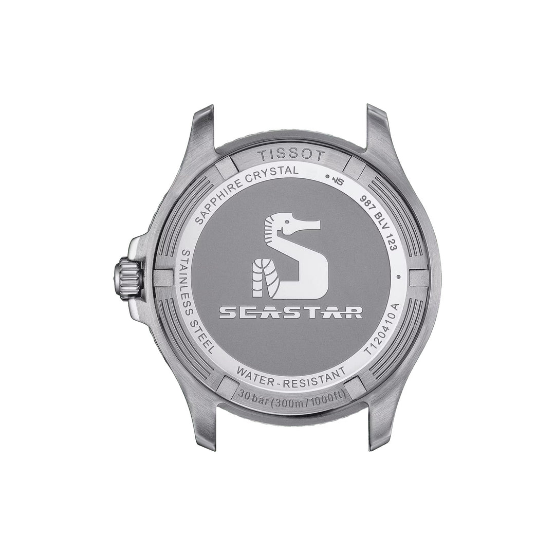 ساعة تيسو Seastar 1000 40 ملم كوارتز أسود فولاذ مطلي بتقنية PVD ذهب أصفر T120.410.22.051.00