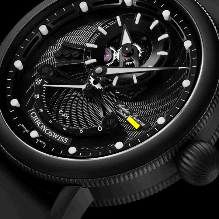 Chronoswiss orologio Open Gear Resec Black Ice Limited Edition 50pezzi 44mm nero automatico acciaio finitura DLC nero CH-6925M-BKBK2