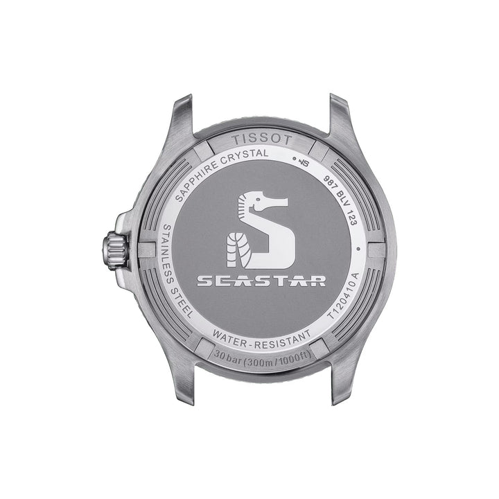 ساعة تيسو Seastar 1000 36 ملم كوارتز أسود فولاذ مطلي بمادة PVD ذهب أصفر T120.210.22.051.00