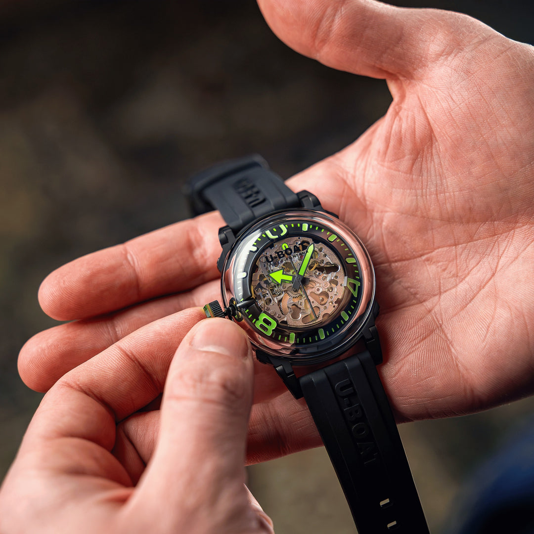 U-BOAT horloge U-65 44mm groen automatisch staal zwarte PVD afwerking 3347