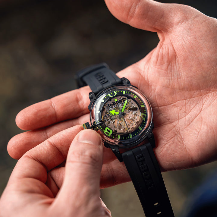 U-BOAT horloge U-65 44mm groen automatisch staal zwarte PVD afwerking 3347