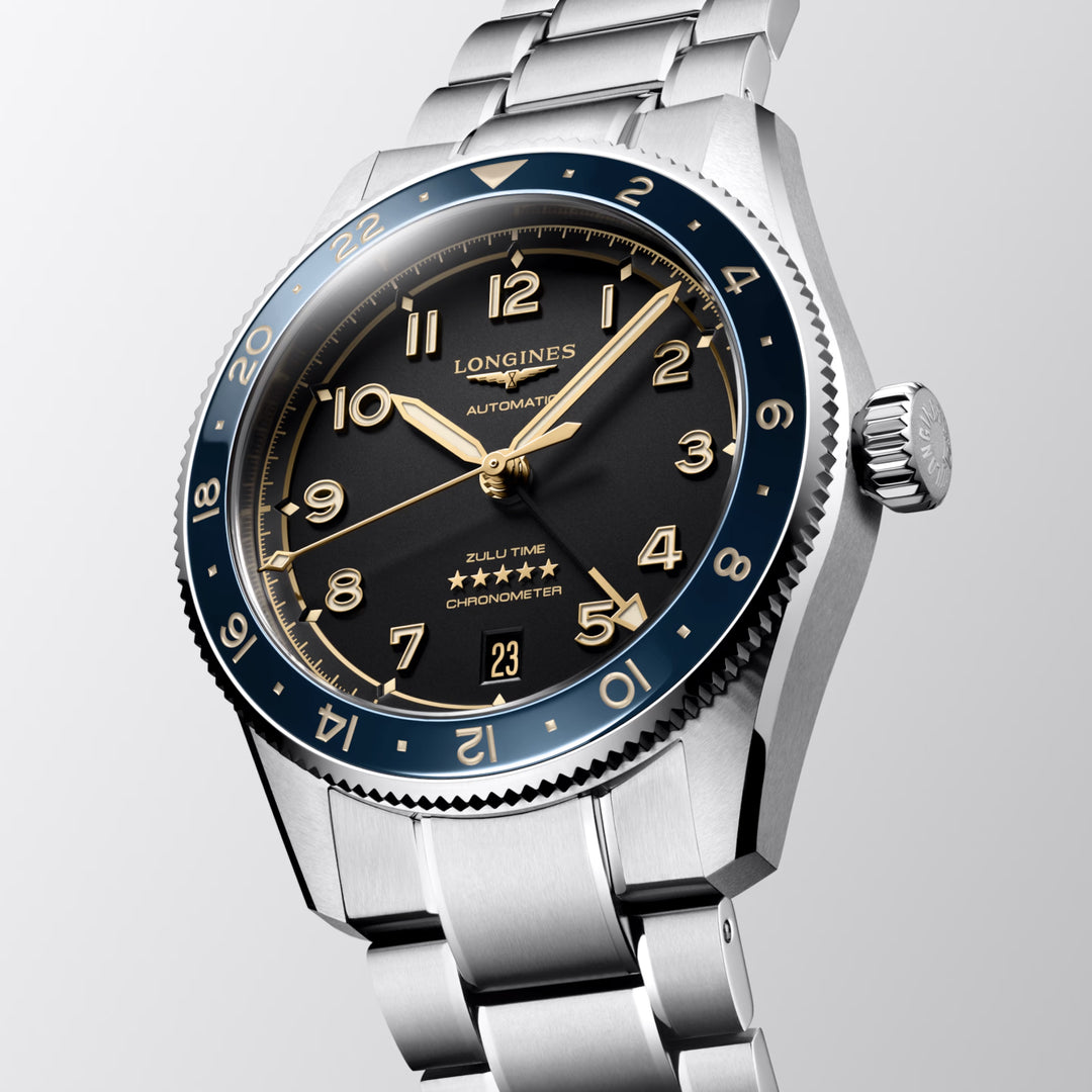 Relógio Longines Spirit Zulu Time 39mm aço automático antracite L3.802.4.60.6