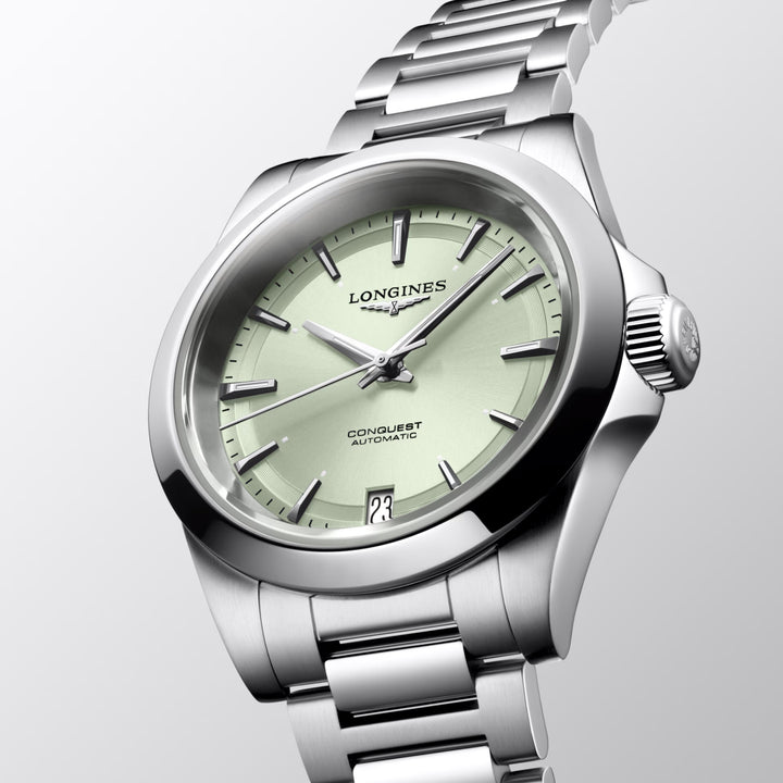 LONGINES CONQUEST 34MM WATCH AUTOMATIC GREEN STEEL L3.430.4.02.6