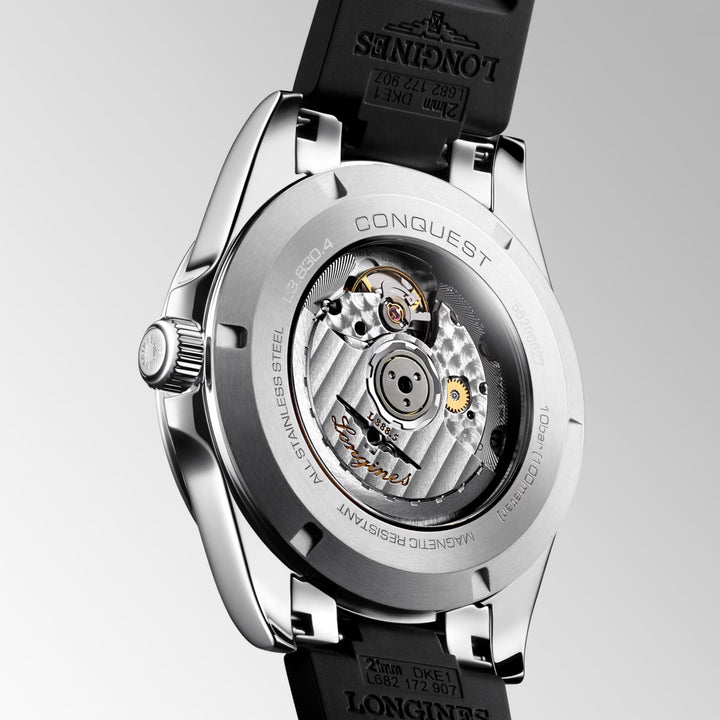 Longines Conquest 41mm black automatic steel watch L3.830.4.52.9