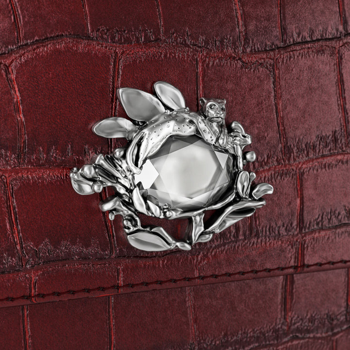 Carteira Giovanni Raspini selva continental croco couro branco bronze cor de vinho L0033