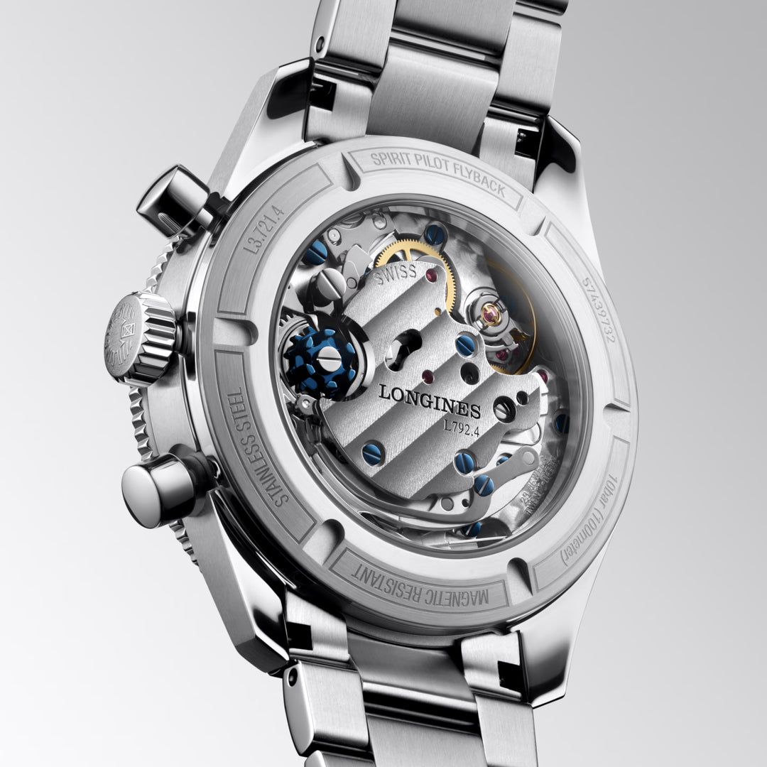 Ceas Longines Spirit Pilot Flyback 39,5 mm albastru cu bobinare manuală oțel L3.721.4.93.6