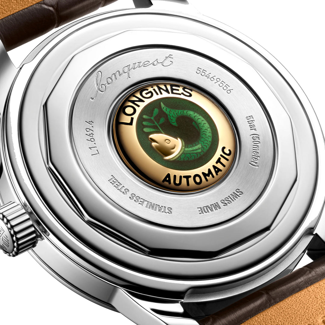 relógio automático longines Heritage 38 mm em aço marrom L1.649.4.62.2