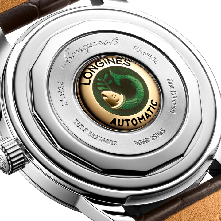 relógio automático longines Heritage 38 mm em aço marrom L1.649.4.62.2
