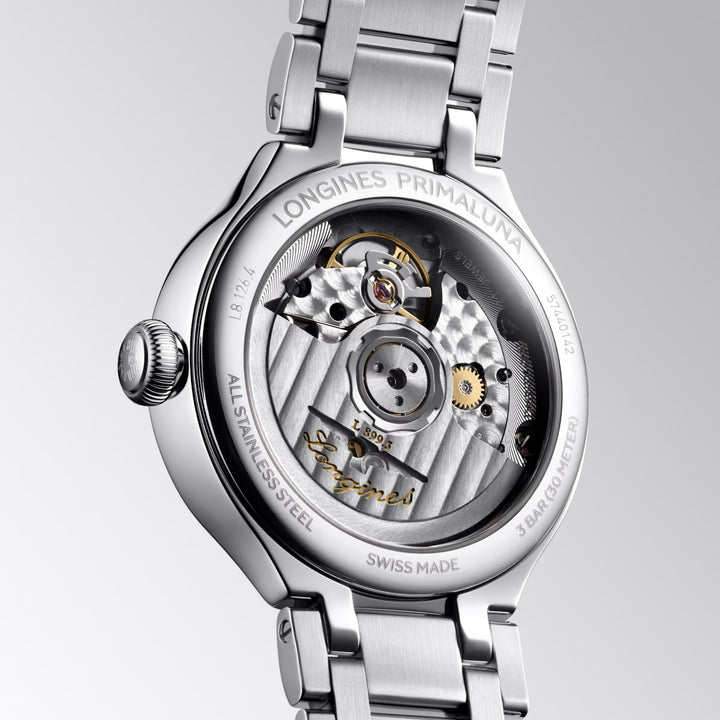 Longines Primaluna Moonphase relógio 34 mm prata aço automático L8.126.4.71.6