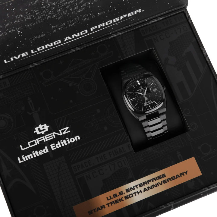 Lorenz ur STAR TREK Deep Space Limited Edition 40x36 mm sort automatisk stål sort PVD-finish 030287LE
