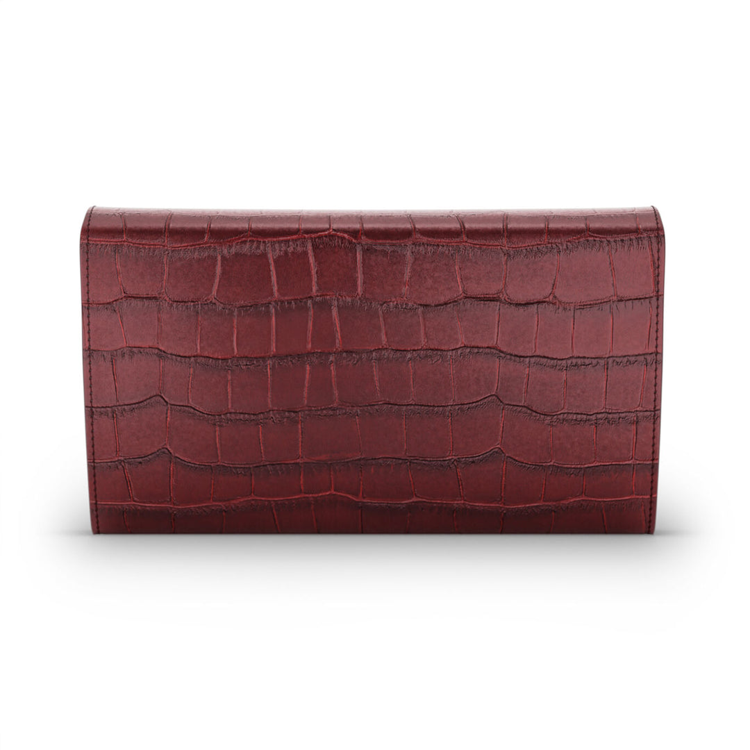 Carteira Giovanni Raspini selva continental croco couro branco bronze cor de vinho L0033