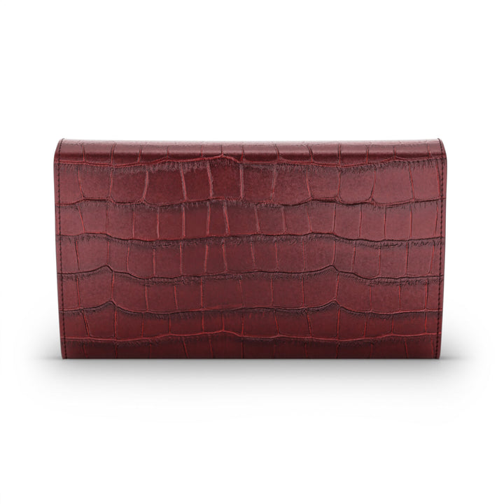 Carteira Giovanni Raspini selva continental croco couro branco bronze cor de vinho L0033