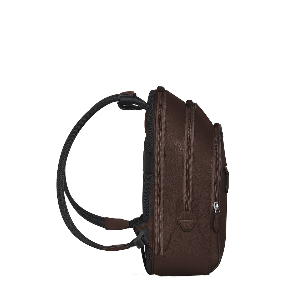 Rucsac mediu Montblanc 3 compartimente Piele sartorială Culoare Ebony 222929