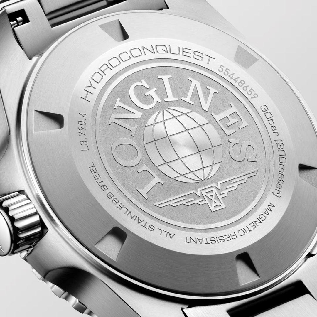 ساعة لونجين هيدروكونكويست جي إم تي 41 ملم أوتوماتيكية زرقاء من الفولاذ L3.790.4.96.6