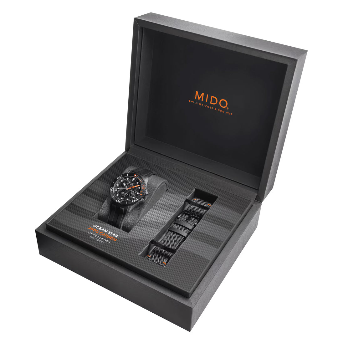 Mido Ocean Star 200C Carbon Limited Edition Watch Certificate CA CACE 42mm Automatisk karbonfiber M042.431.77.081.00
