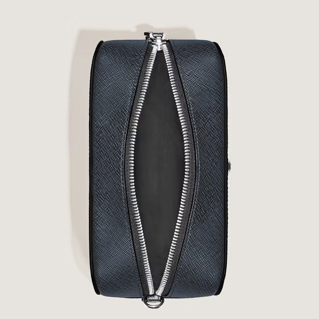 Montblanc small toiletry bag Sartorial blue tweed leather 221696