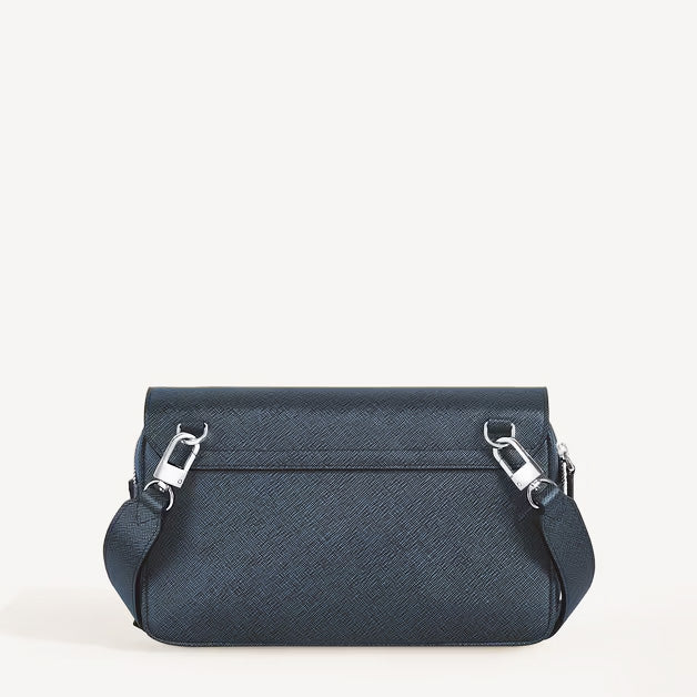 Montblanc blue tweed Sartorial leather shoulder bag 220423