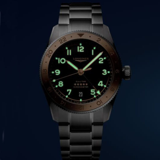 Longines Watch Spirit Zulu Zeit 1925 39 mm schwarzer automatischer Goldstahl L3.803.5.53.6