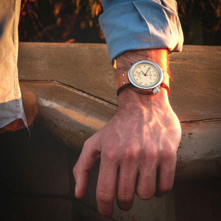 Giuliano Mazzuoli klokke Manometer 45mm blå automatisk stål MRP03N