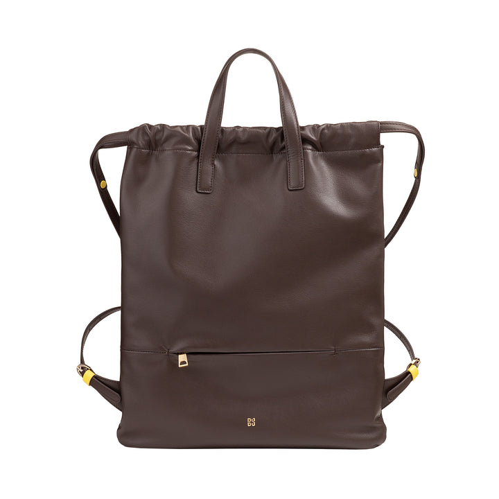 Mochila feminina DUDU em couro macio, mochila com cordão e botão magnético, alça dupla, mochila simples e elegante