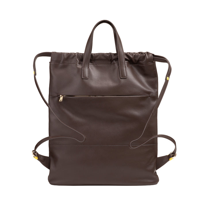 Mochila feminina DUDU em couro macio, mochila com cordão e botão magnético, alça dupla, mochila simples e elegante