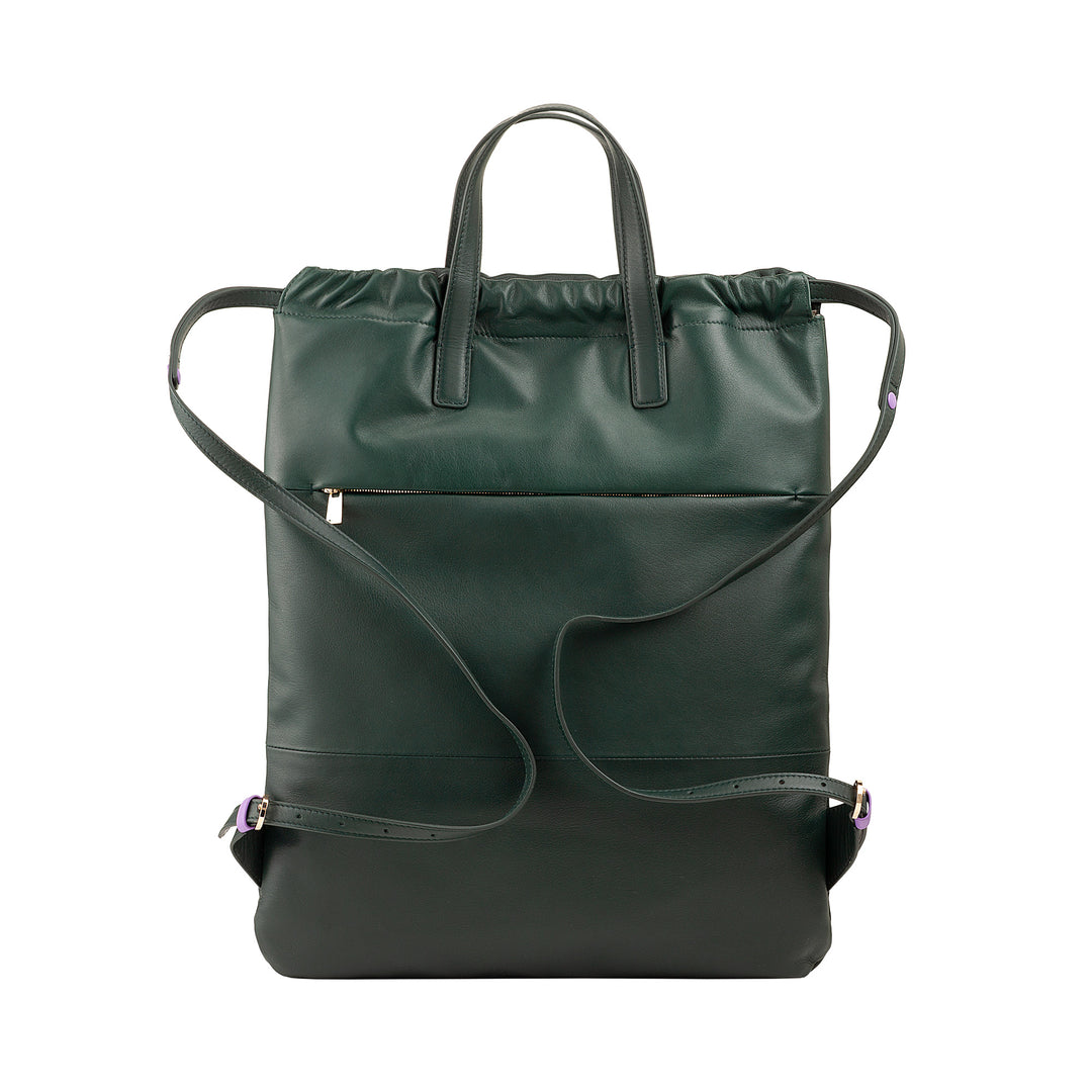 Dudu -Frauen -Rucksack in weichem Leder, Rucksack mit Kordelkordel und Magnetknopf, Doppelgriff, einfacher eleganter Rucksack