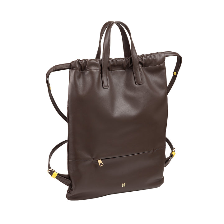 Mochila feminina DUDU em couro macio, mochila com cordão e botão magnético, alça dupla, mochila simples e elegante