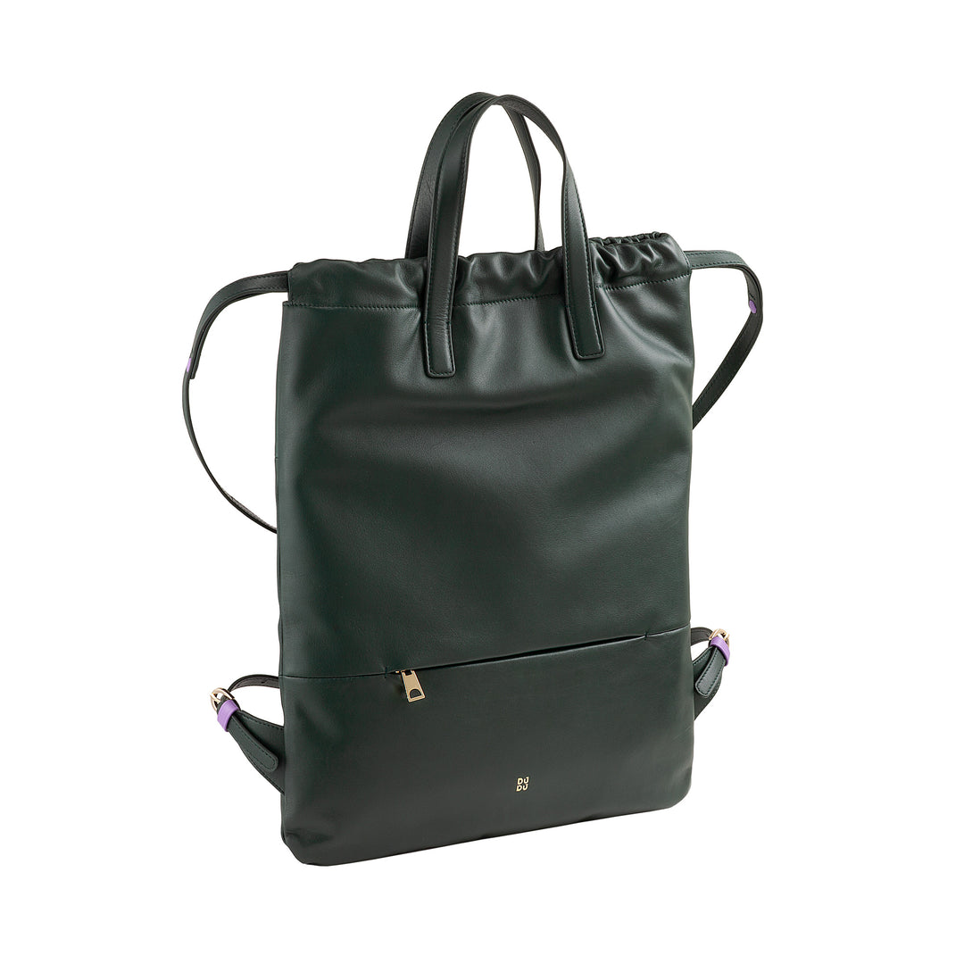 Dudu -Frauen -Rucksack in weichem Leder, Rucksack mit Kordelkordel und Magnetknopf, Doppelgriff, einfacher eleganter Rucksack