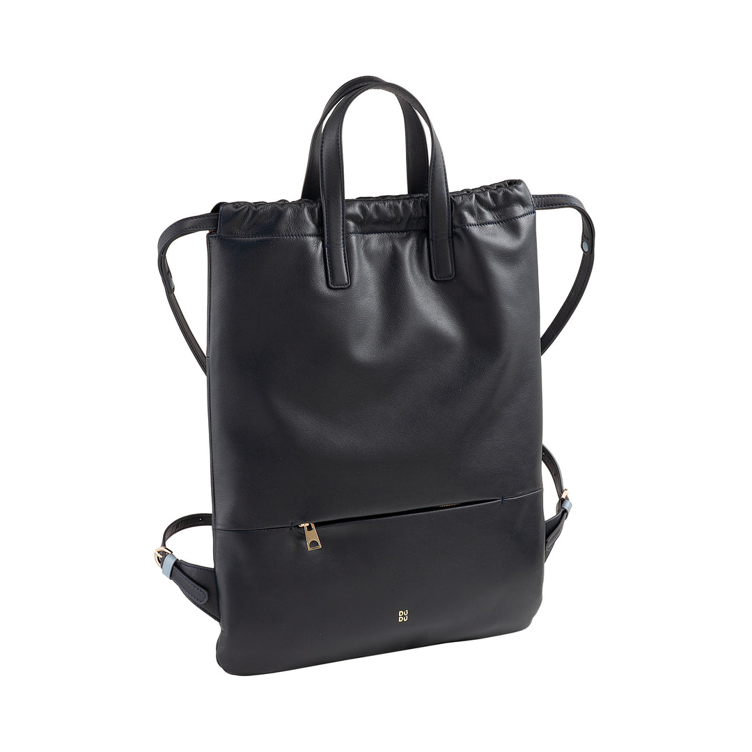 Dudu -Frauen -Rucksack in weichem Leder, Rucksack mit Kordelkordel und Magnetknopf, Doppelgriff, einfacher eleganter Rucksack