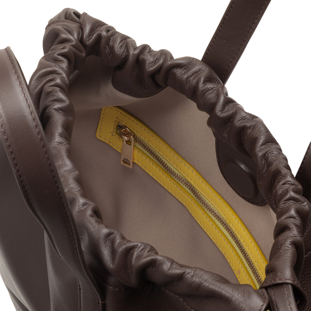 Mochila feminina DUDU em couro macio, mochila com cordão e botão magnético, alça dupla, mochila simples e elegante