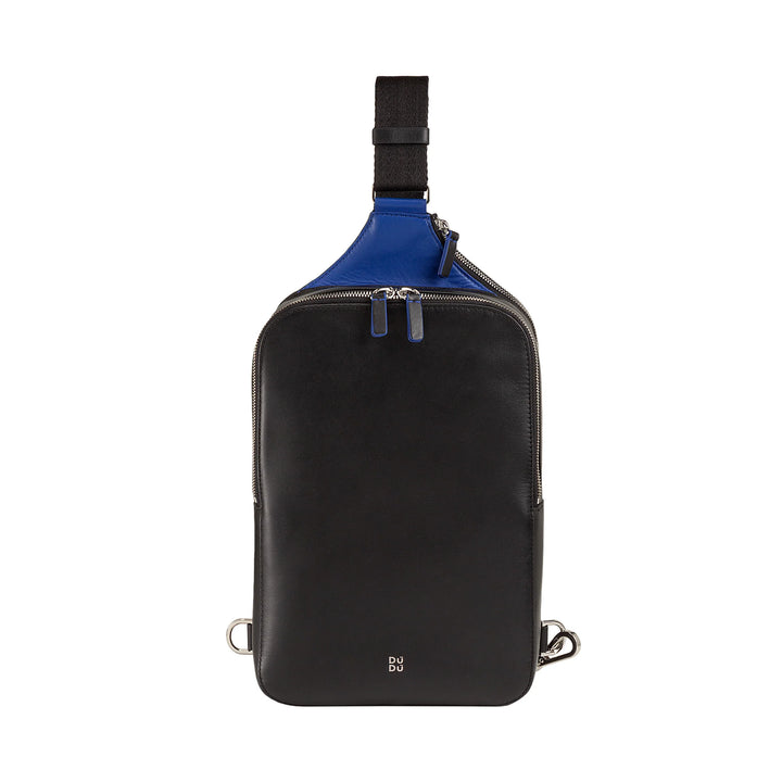 DUDU Zaino Monospalla Uomo in Pelle Porta Tablet, Borsa Borsello a Petto con Cerniera a Tracolla Regolabile