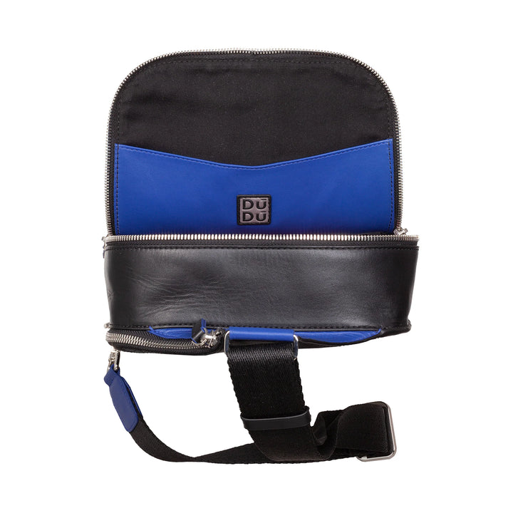 DUDU Zaino Monospalla Uomo in Pelle Porta Tablet, Borsa Borsello a Petto con Cerniera a Tracolla Regolabile