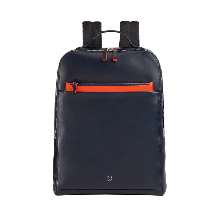 Mochila masculina de couro para laptop e tablet DUDU, mochila antifurto com zíper duplo, mochila de trabalho para viagem com acessório para carrinho