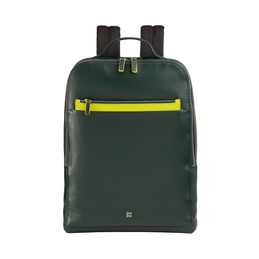 Backpack Dudu Men's Men's Doras PC Iniompartha agus táibléad leathair, dúbailte Zip frith -mhála droma, backpack taistil le ionsaí tralaí