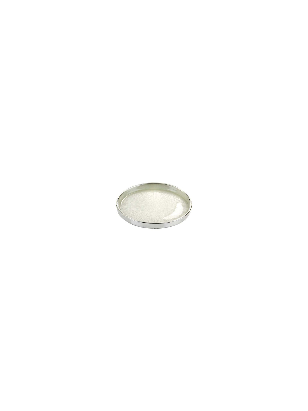 Argenesi Tray Sottobiciere Luce D. 12 cm White Glass Pearl Silver 0.02868