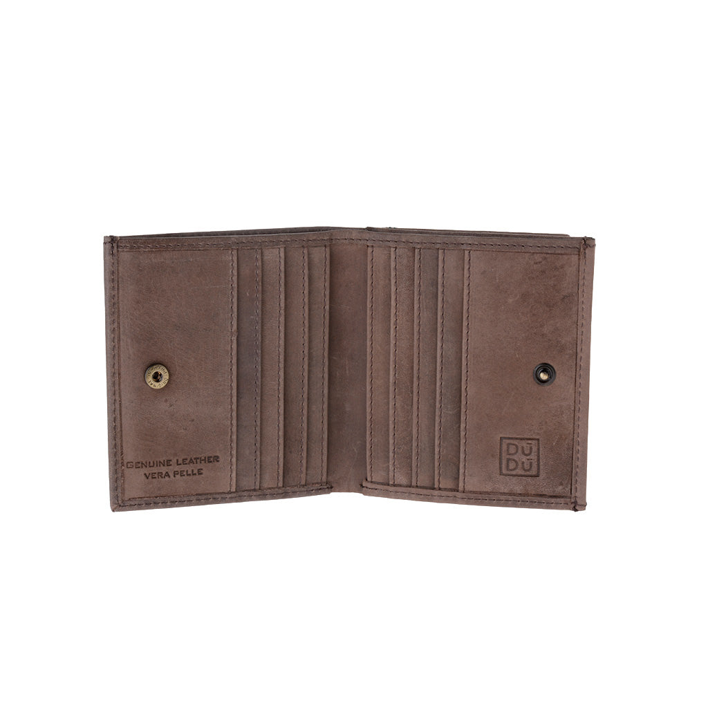 Små mäns plånbok i vintage läder med dörrar DuDu