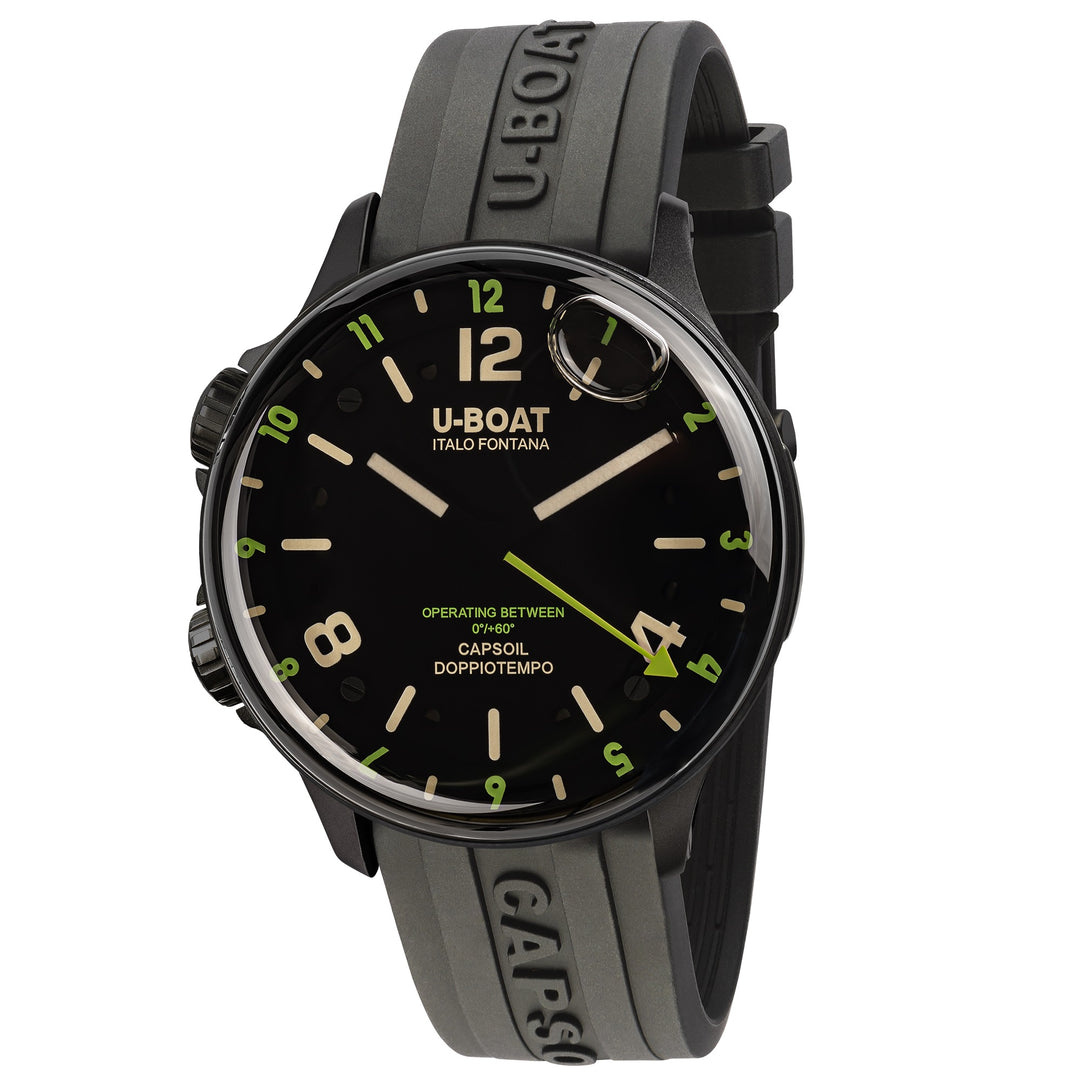 שעון כוסות U-Boat DLC Green Rehaut 45 מ"מ פלדה שחורה 8840
