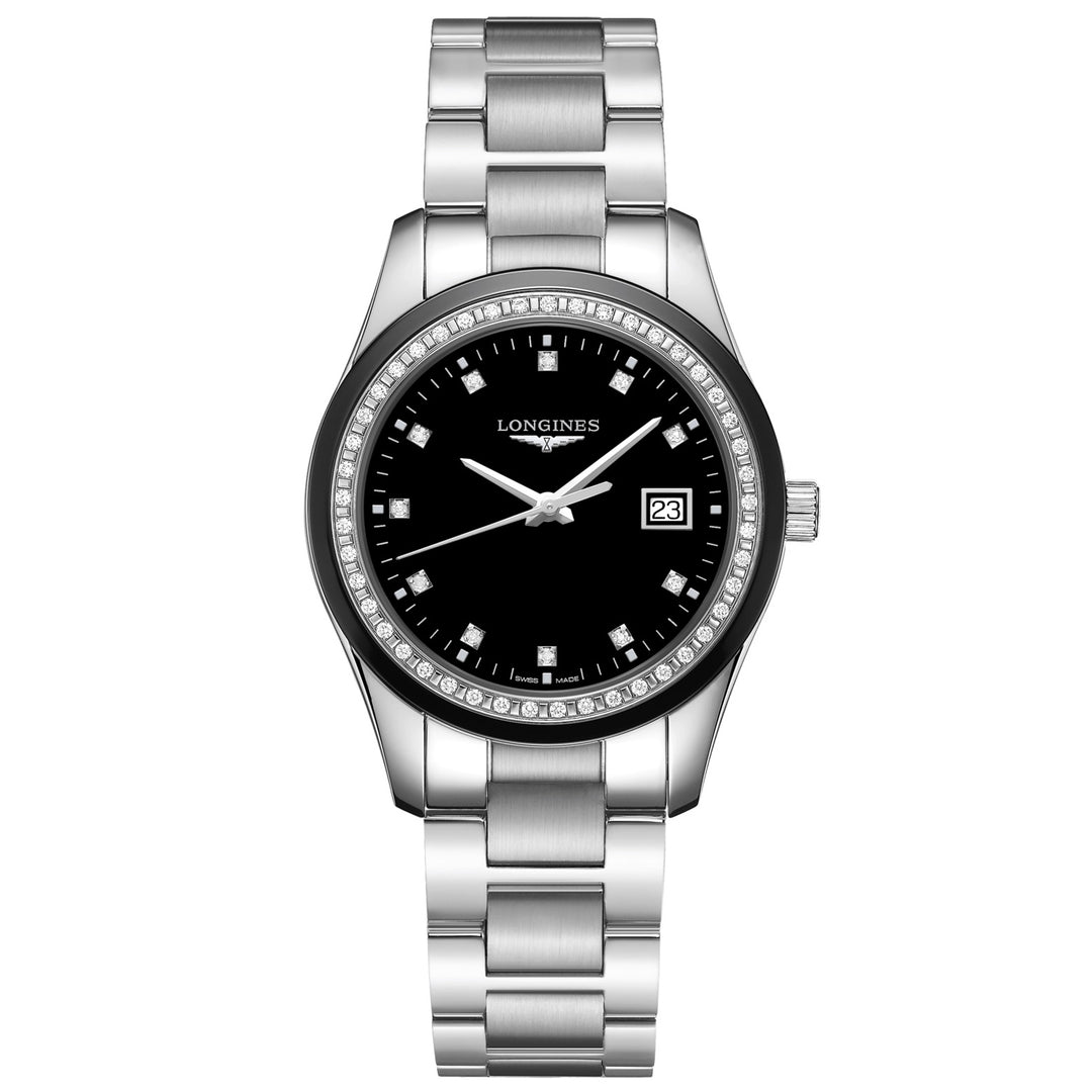 Longines orologio Conquest Classic 36mm nero diamanti quarzo acciaio L2.387.0.57.6 - Gioielleria Capodagli