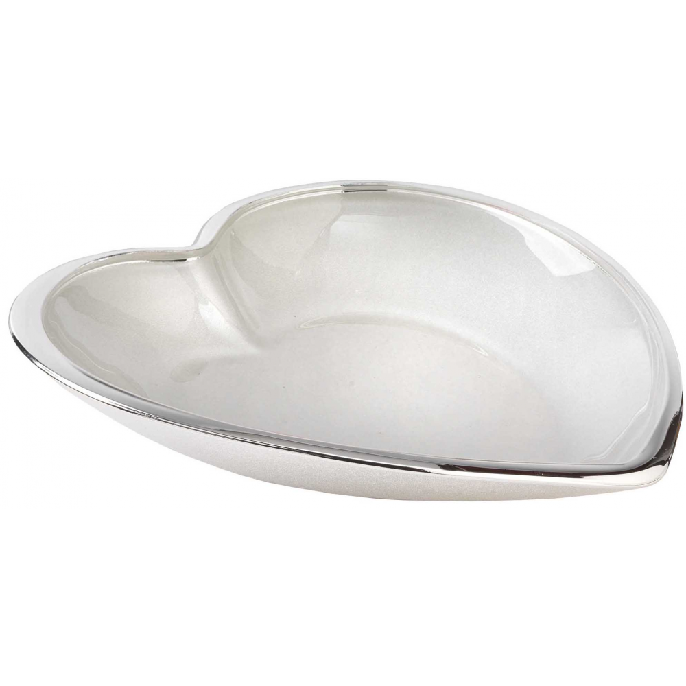 Argenesi Glass Plate Heart Verona 30cm H.5cm White Pearl 1 754308